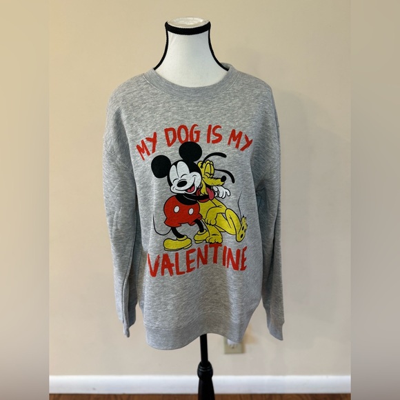 Disney Mickey Mouse Women's My Dog Is My Valentine Graphic Sweatshirt - Picture 2 of 7